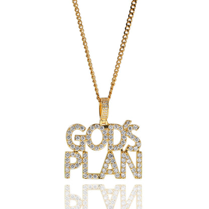 Hip Hop Zircon Alphabet Pendant GodsPlan Men's Necklace