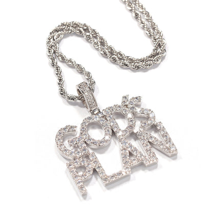 Hip Hop Zircon Alphabet Pendant GodsPlan Men's Necklace